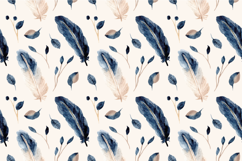 Alfombra vinílica flores hojas y plumas voladoras - TenVinilo