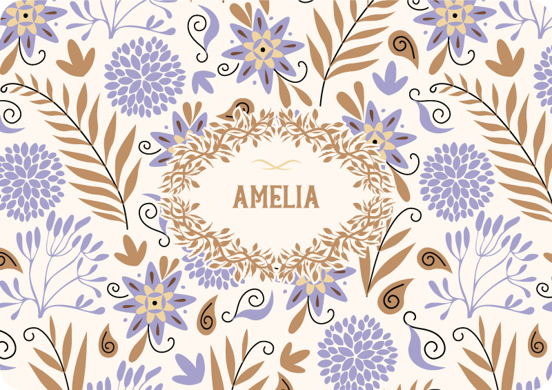 Alfombra vinílica flores diseño de flores vintage pintadas a mano - TenVinilo