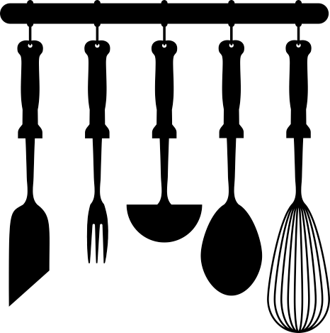 Alfombra vinilo cocina utensilios colgantes - TenVinilo
