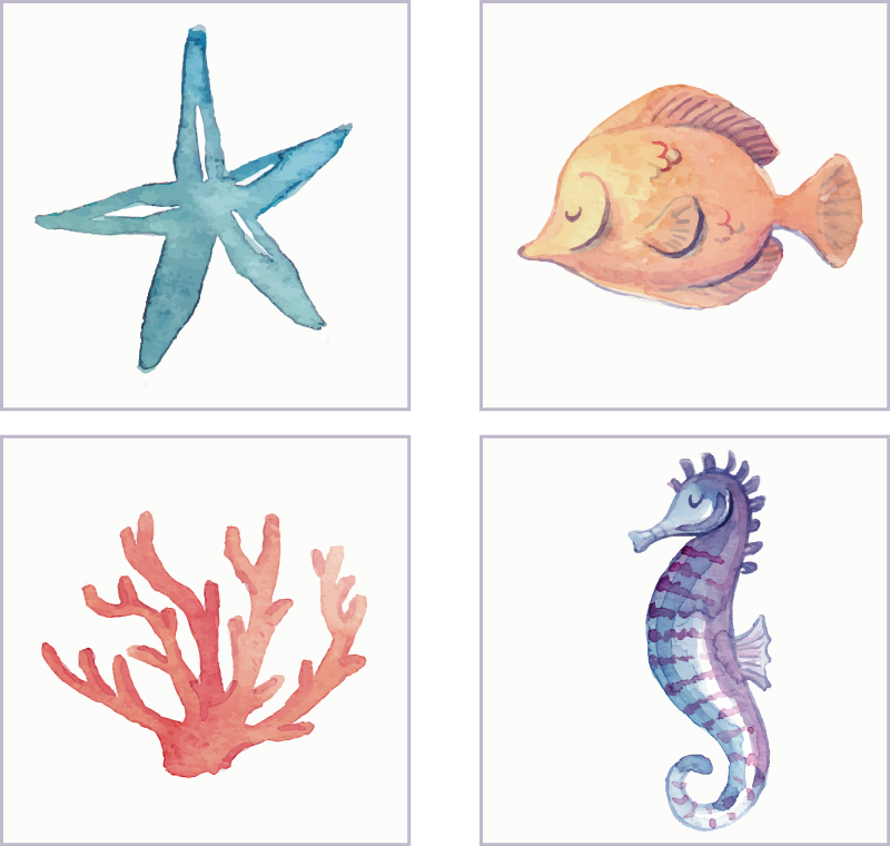 Alfombra vinilo baño fauna marina - TenVinilo