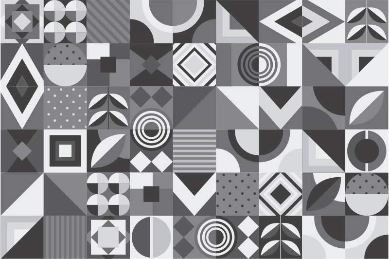 Alfombra vinilo baño azulejos geométricos grises - TenVinilo