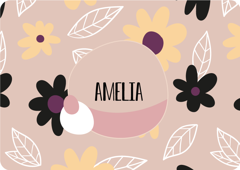 Alfombra vinílica flores coloridas modernas sobre fondo beige - TenVinilo