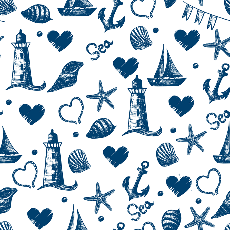 Alfombra vinílica flores diseño náutico - TenVinilo