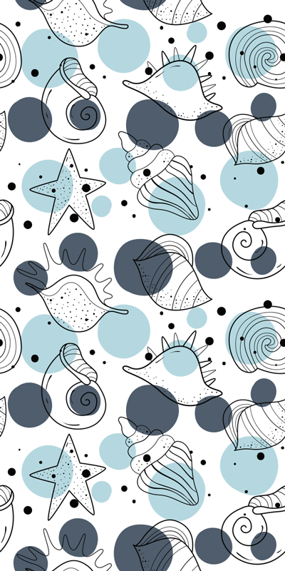 Alfombra vinílica flores con patrones de conchas elegantes - TenVinilo