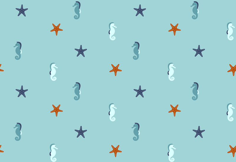 Alfombra vinílica flores caballito de mar y estrella - TenVinilo