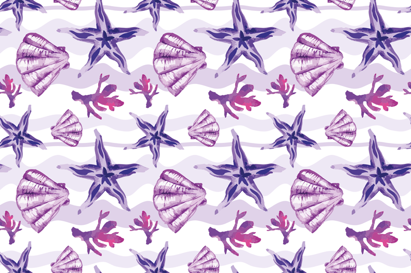 Alfombra vinílica flores patrón de conchas de coral - TenVinilo