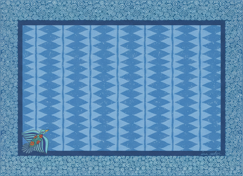 Alfombra vinilo salón patrón de pájaros azules - TenVinilo