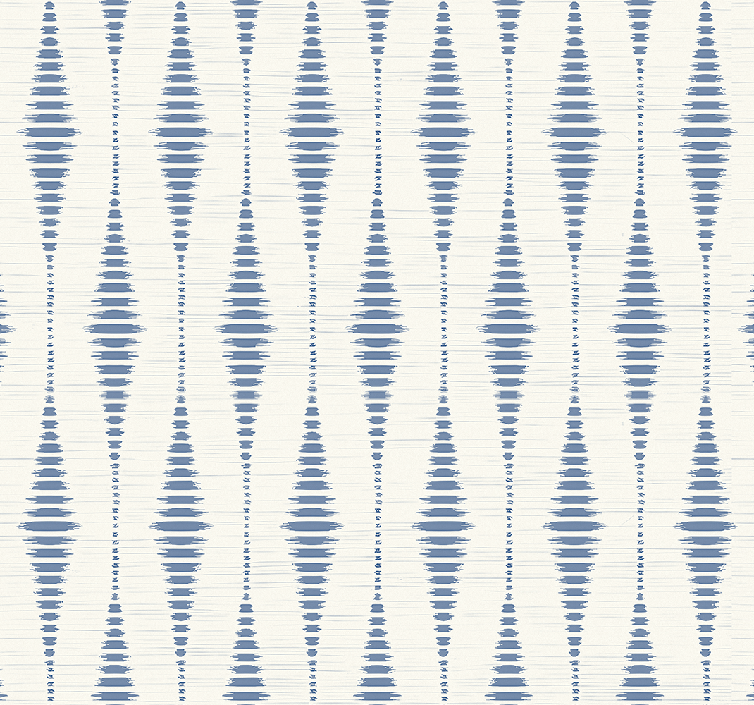 Alfombra vinílica geométrica rabaul ikat azul y beige - TenVinilo