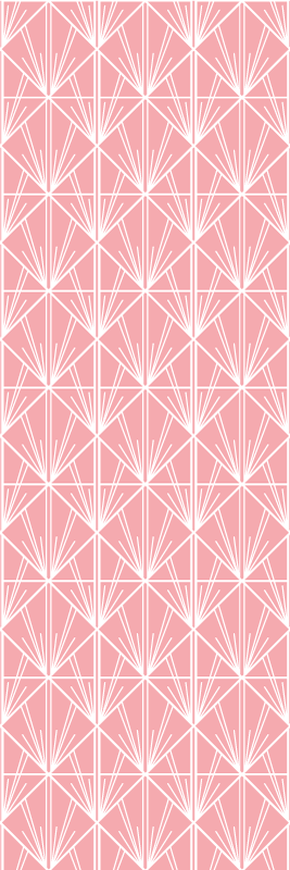 Alfombra vinílica geométrica patrón deco rosa y blanco - TenVinilo