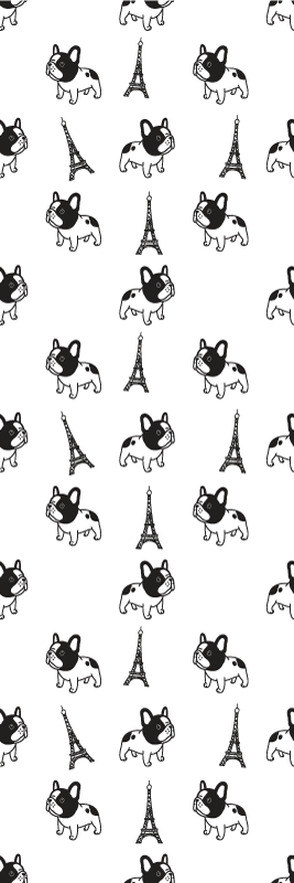 Alfombra vinílica dormitorio bulldog francés en parís - TenVinilo