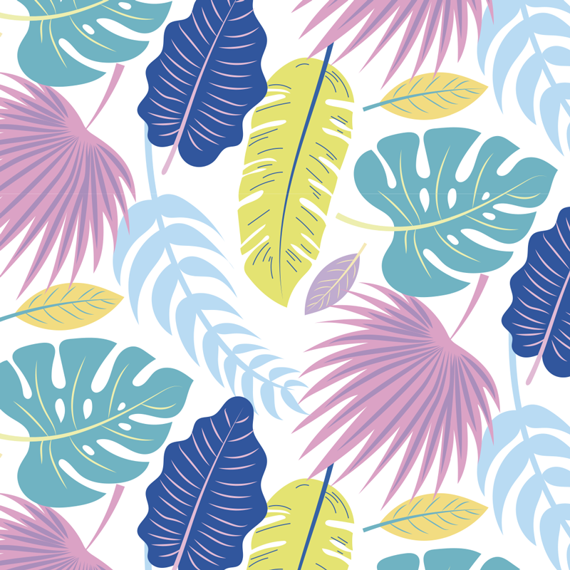 Alfombra vinílica naturaleza con patrones de hojas coloridas - TenVinilo