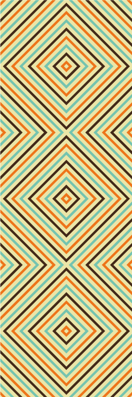 Alfombra vinílica dormitorio patrón vintage naranja y azul - TenVinilo