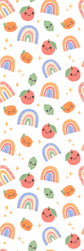 Alfombra vinílica dormitorio frutas adorables con cara - TenVinilo