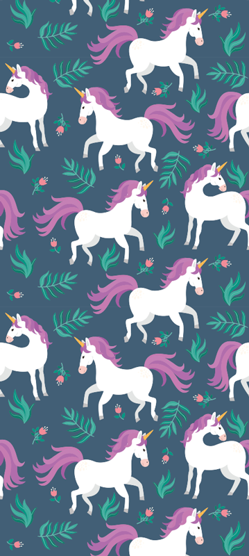 Alfombra vinílica dormitorio patrón plano unicornio azul - TenVinilo