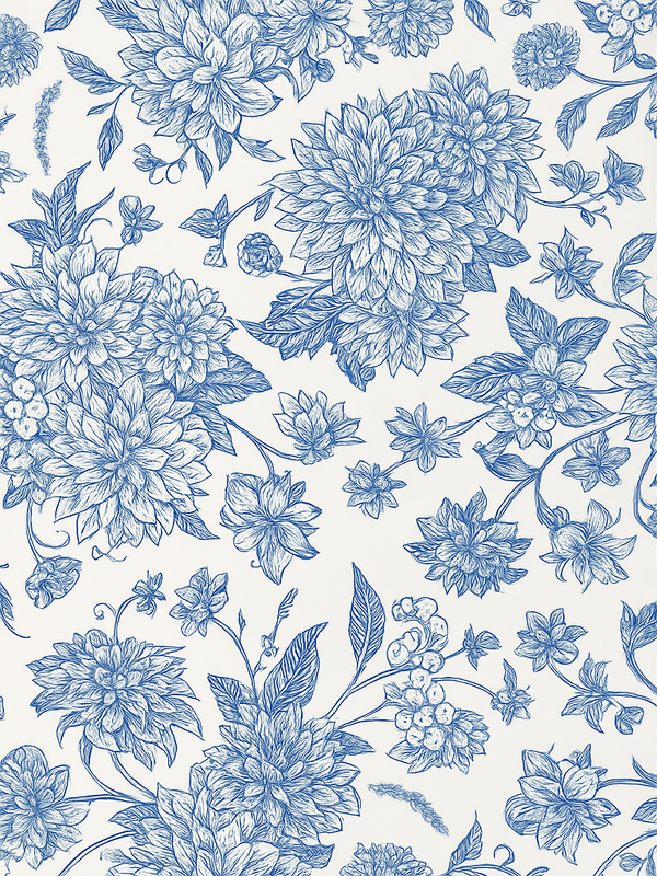 Alfombra vinílica dormitorio dahlia azul floral - TenVinilo