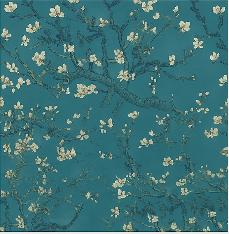 Alfombra vinílica dormitorio diseño árbol azul oscuro - TenVinilo