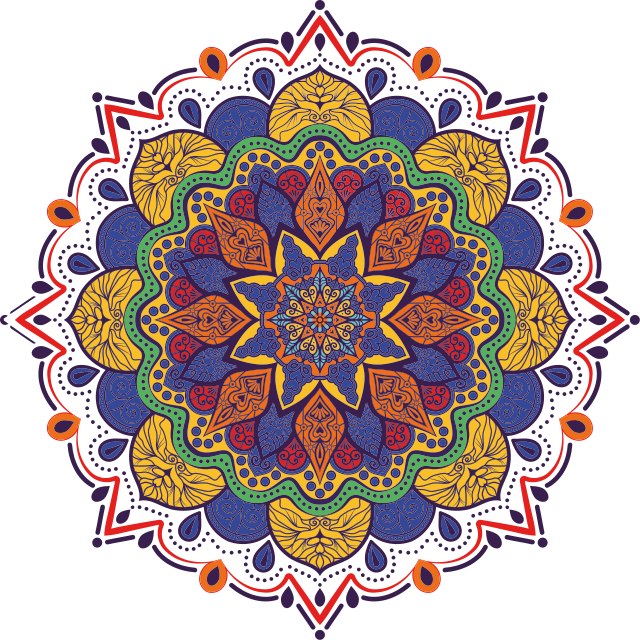 Alfombra vinílica geométrica mandala de flores coloridas - TenVinilo