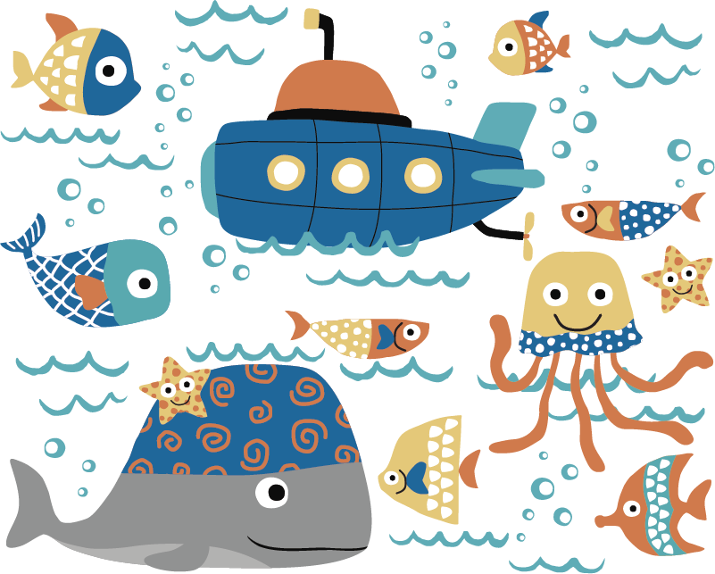 Alfombra vinílica infantil con motivos marinos - TenVinilo