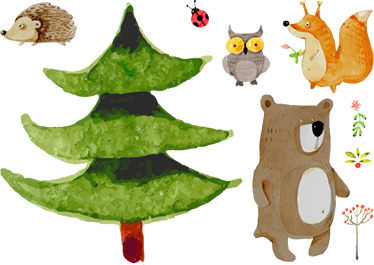 Alfombra vinílica infantil animales del bosque salvaje - TenVinilo