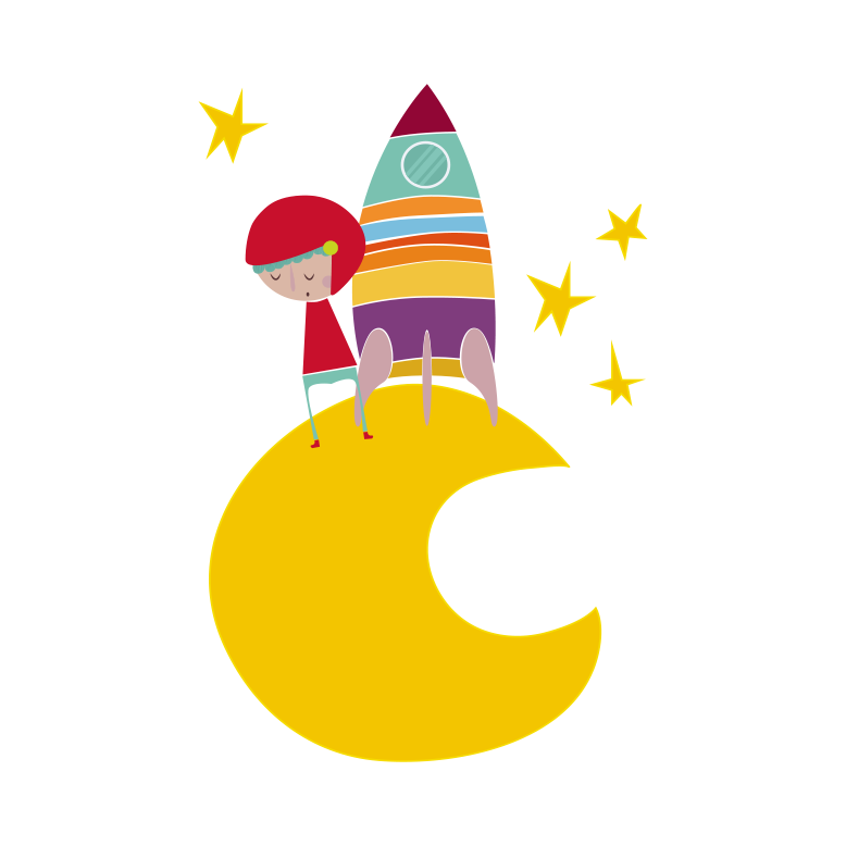 Alfombra vinílica infantil cohete en la luna - TenVinilo