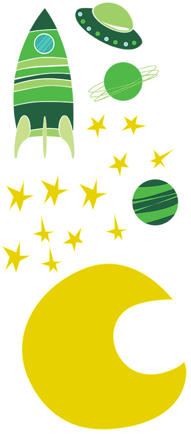 Alfombra vinílica infantil sticker espacial verde - TenVinilo