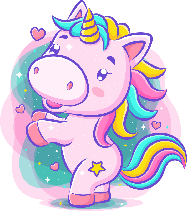 Alfombra vinílica infantil unicornio de colores sonriente - TenVinilo