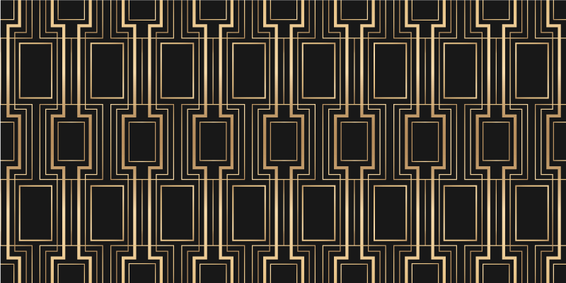 Alfombra vinílica dormitorio patrón deco dorado y negro - TenVinilo