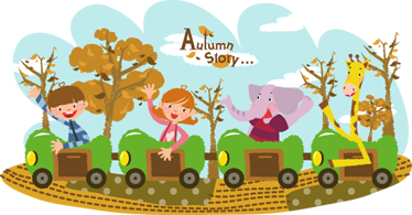 Alfombra vinílica infantil tren en otoño - TenVinilo