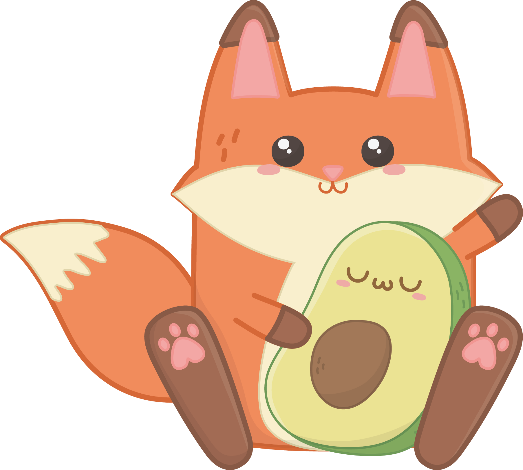 Alfombra vinílica infantil zorro kawaii con aguacate - TenVinilo