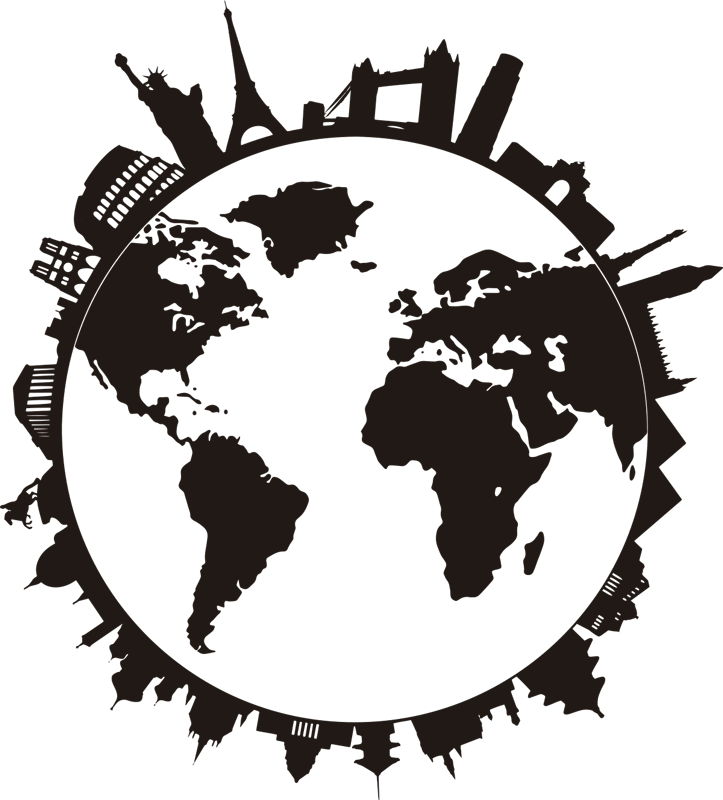 Alfombra vinílica mapamundi mundo con monumentos - TenVinilo