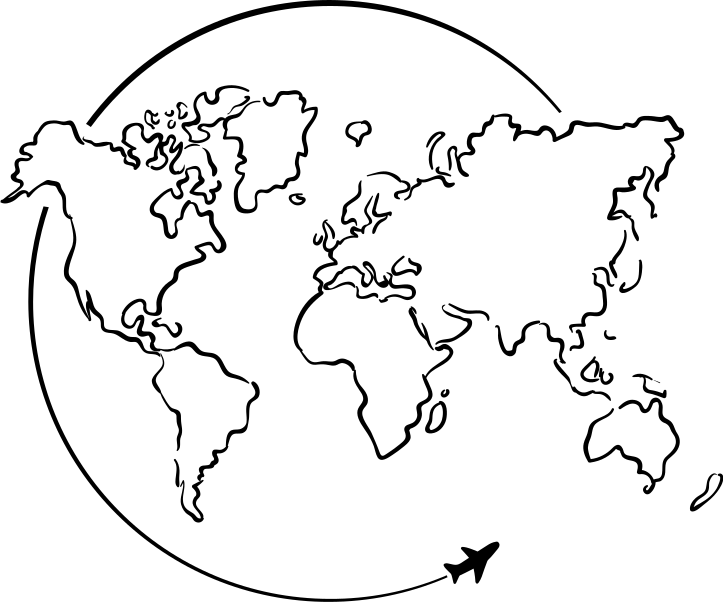 Alfombra vinílica mapamundi círculo avión - TenVinilo