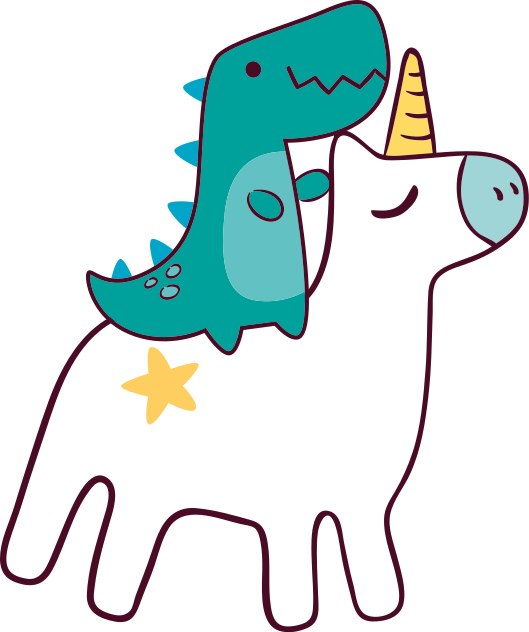 Alfombra vinílica infantil diseño de unicornio y dinosaurio - TenVinilo