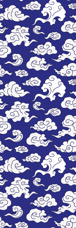 Alfombra vinilo baño nubes blancas silueteadas fondo azul - TenVinilo