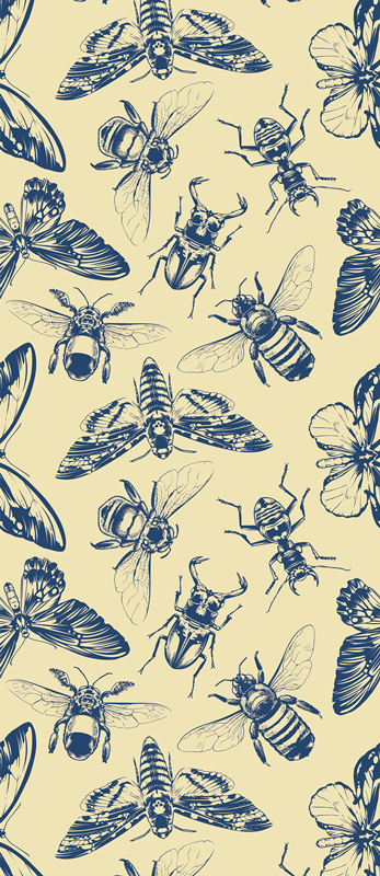 Alfombra vinilo baño diseño de abejas y mariposas - TenVinilo