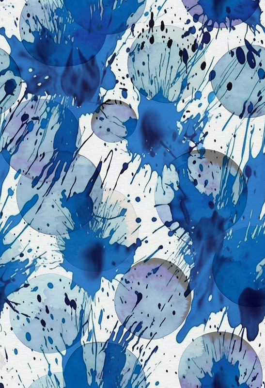 Alfombra vinilo baño círculos de tinta azul - TenVinilo