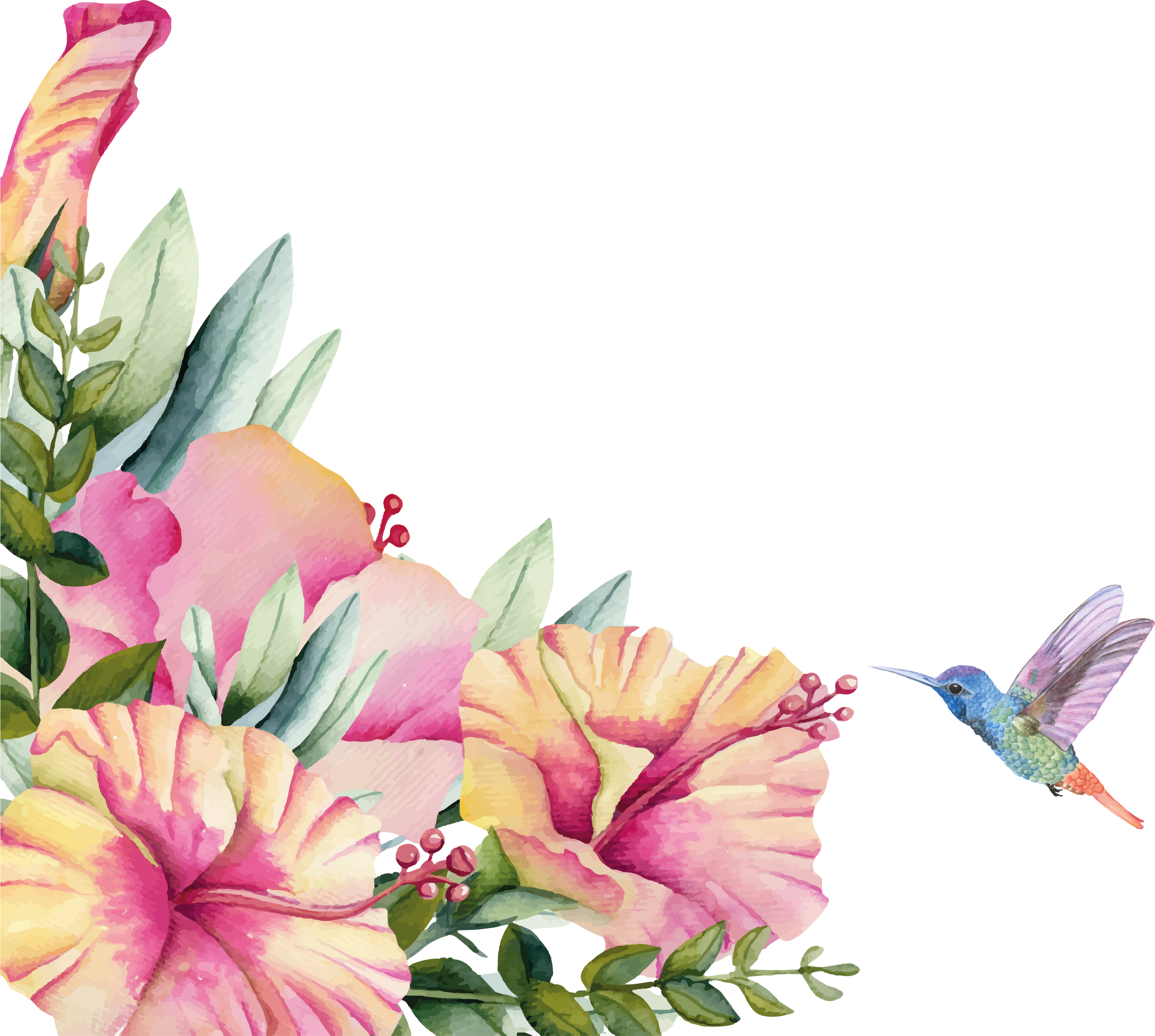 Alfombra vinilo baño flores con colibrí - TenVinilo
