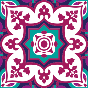 Alfombra vinilo baño patrón de azulejos marroquí rosa - TenVinilo