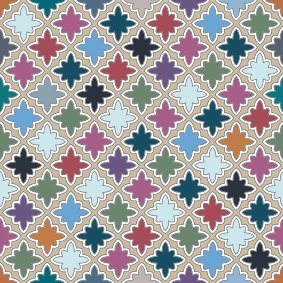 Alfombra vinilo baño diseño vintage colorido azulejos - TenVinilo