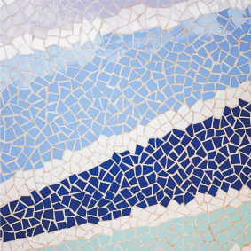 Alfombra vinilo baño azulejos irregulares pequeños azules - TenVinilo