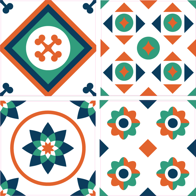Alfombra vinilo baño azulejos geométricos - TenVinilo