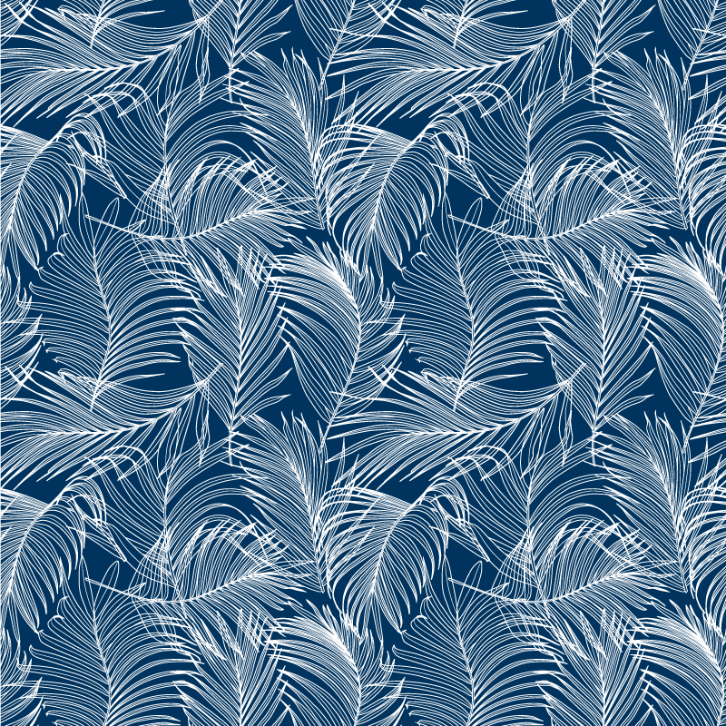 Alfombra vinílica cocina hojas azules contorno blanco - TenVinilo