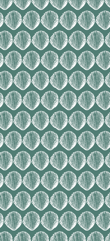 Alfombra vinílica cocina patrón retro de conchas - TenVinilo