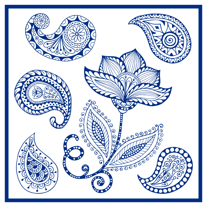 Alfombra vinílica cocina con paisleys y flores - TenVinilo