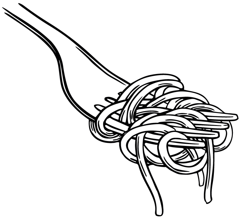 Alfombra vinílica cocina estilo grabado tenedor spaghetti - TenVinilo