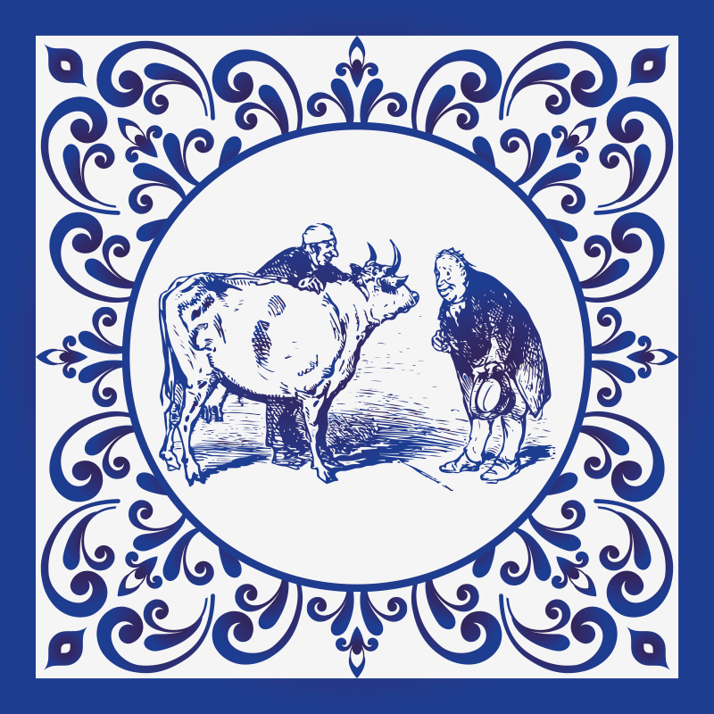 Alfombra vinílica cocina hombres y vaca - TenVinilo