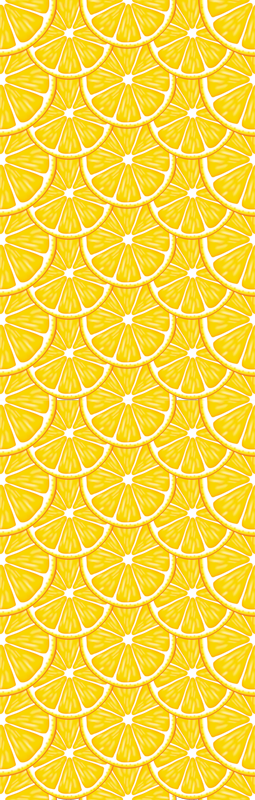 Alfombra vinílica cocina patrón naranja frigorífico - TenVinilo