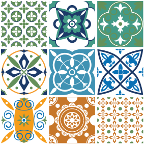 Alfombra vinílica cocina mezcla de azulejos porcelánicos - TenVinilo