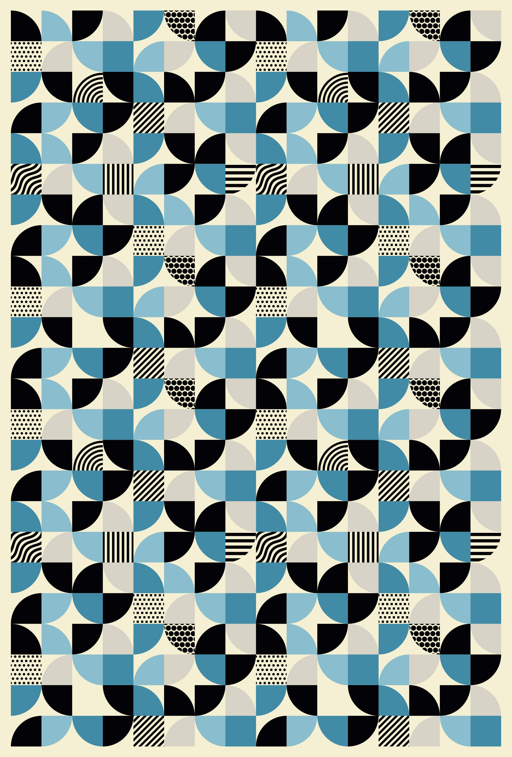 Alfombra vinílica cocina patrón bauhaus azul retro - TenVinilo