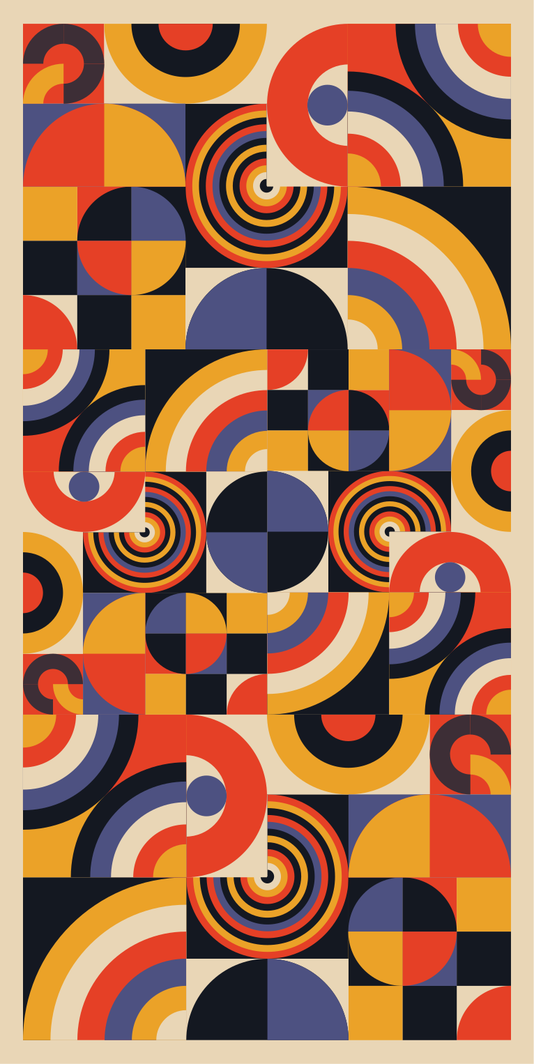 Alfombra vinílica cocina círculos bauhaus coloridos - TenVinilo