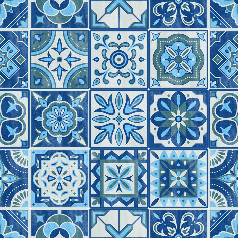 Alfombra vinílica cocina adhesivo azulejos talavera - TenVinilo